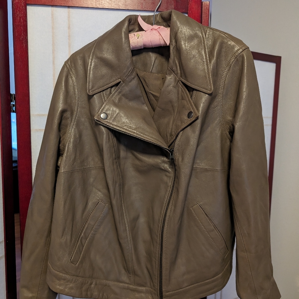 NWT Able Maha Leather Moto Jacket Slate 1X
